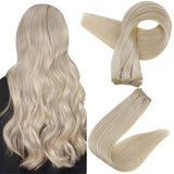 Fshine Sew in Weft 100% Remy Human Hair Bundle Platinum Blonde #60