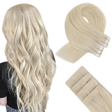 Fshine Seamless Injection Tape in Hair Extensions 100% Brazilian Virgin Hair Platinum Blonde Color(#60)