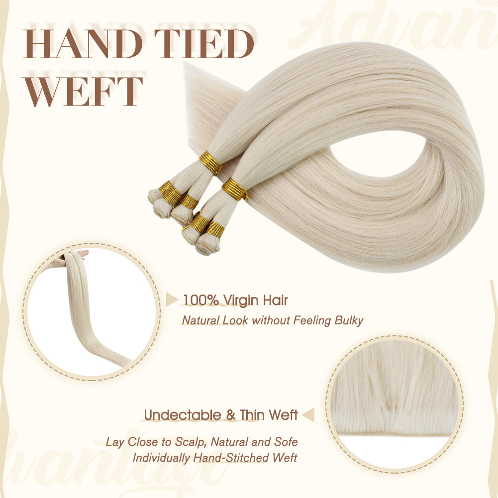 Fshine Virgin Hand Tied Weft Hair White Blonde 100% Human Hair Bundles (#1000) - FShine Shop