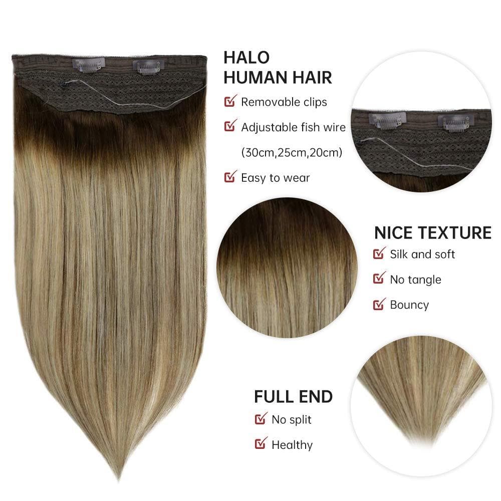 real human hair halo extensions