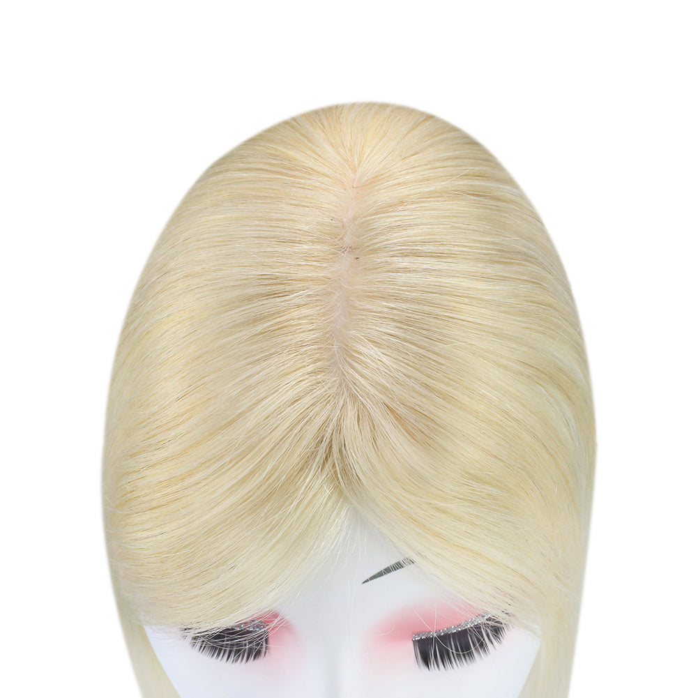Lace Wig Toppers Hand-made Lace Base Hairpiece For Women Color #60 Lightest Blonde (12cm*6cm) - FShine Shop