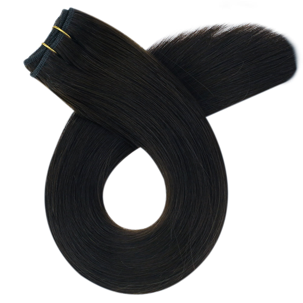 Fshine Virgin Weft Brazilian 100% Human Hair Sew In Bundles Straight 50Grams Jet Black (#1) - FShine Shop