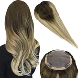 Toppers Hand-made Hairpiece For Women Balayage Color 13*13cm (#3/8/22)