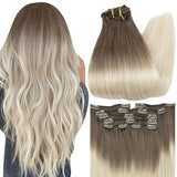 Up To 73% Off Clip in Extensions 100% Remy Human Hair Balayage Color (7b/613)