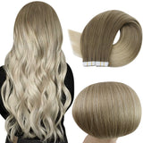 Fshine Virgin Hair Tape in Hair Extensions Balayage Ombre #8/60