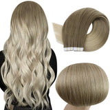 [Virgin Hair]Tape in Hair Extensions Brown Ombre Blonde #8/60