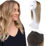 U Part Wig Real Hair Clip In Full Head One Piece Straight Extensions Color #10 Fading To Color #14 (10/14)