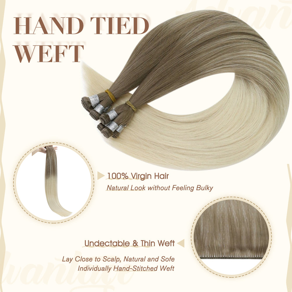 Fshine Virgin Hand Tied Weft Hair Balayage Color 100% Human Hair Bundles (#8/60) - FShine Shop