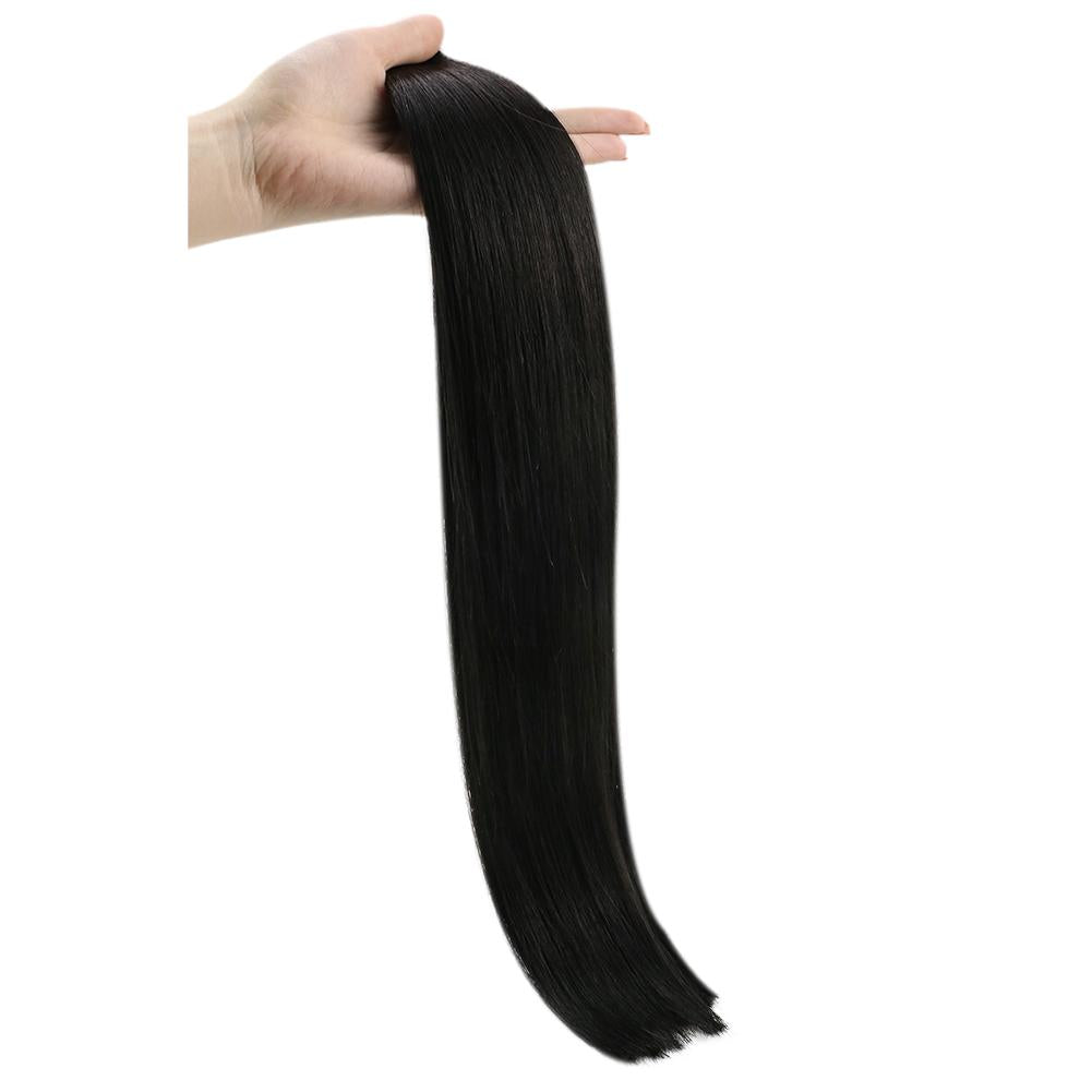 Fshine Virgin PU Sew In Hair Invisible 100% Remy Human Hair Weft Bundles Pure Color #1B - FShine Shop