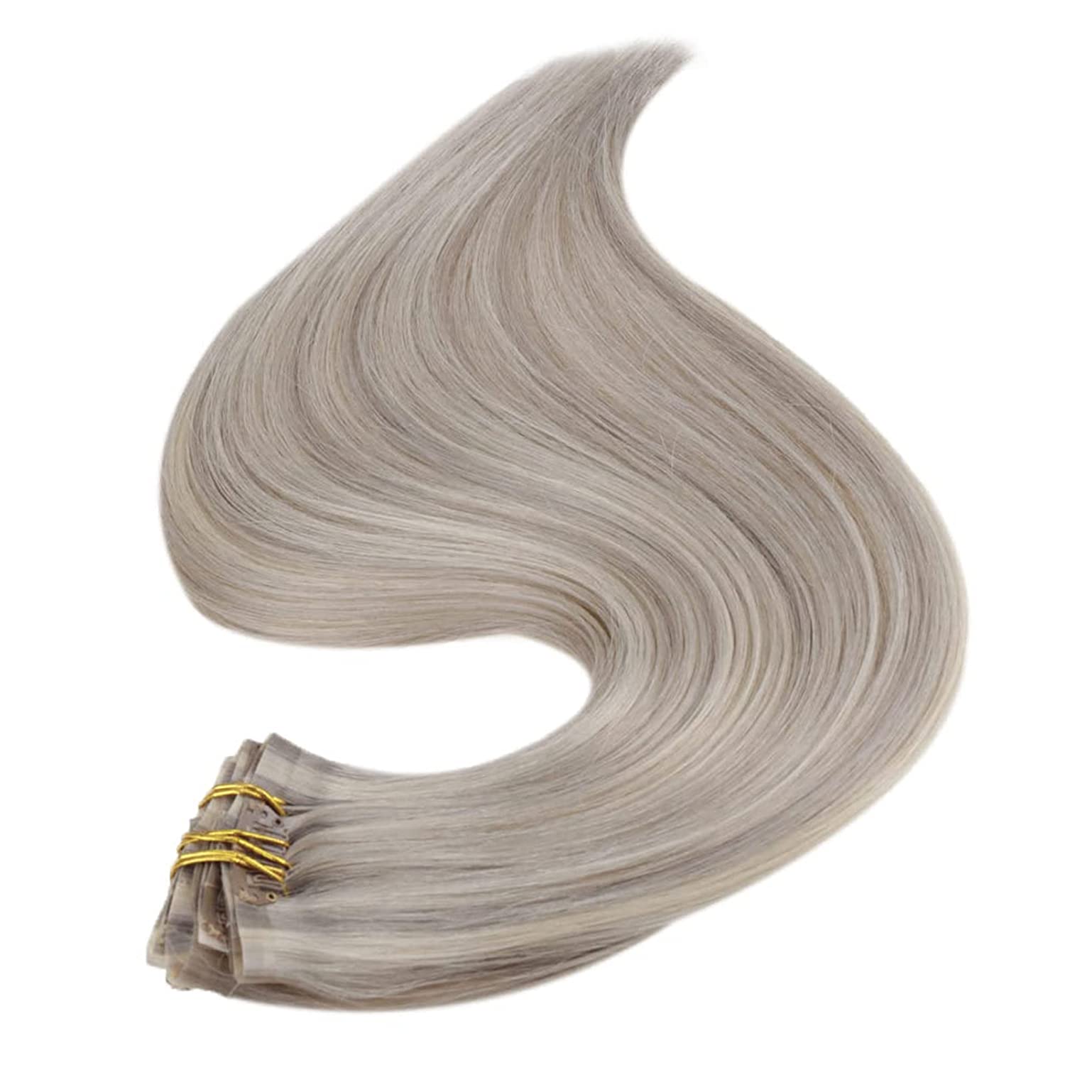 FShine PU Clip In Hair Extensions Clip in Hair Extensions #GreyP60 - FShine Shop