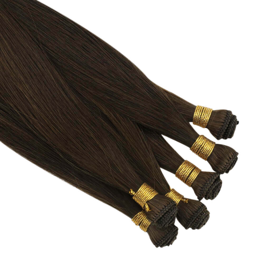 Fshine Virgin Hand Tied Weft Hair Solid Color Medium Brown 100% Human Hair 10 Bundles (#4) - FShine Shop