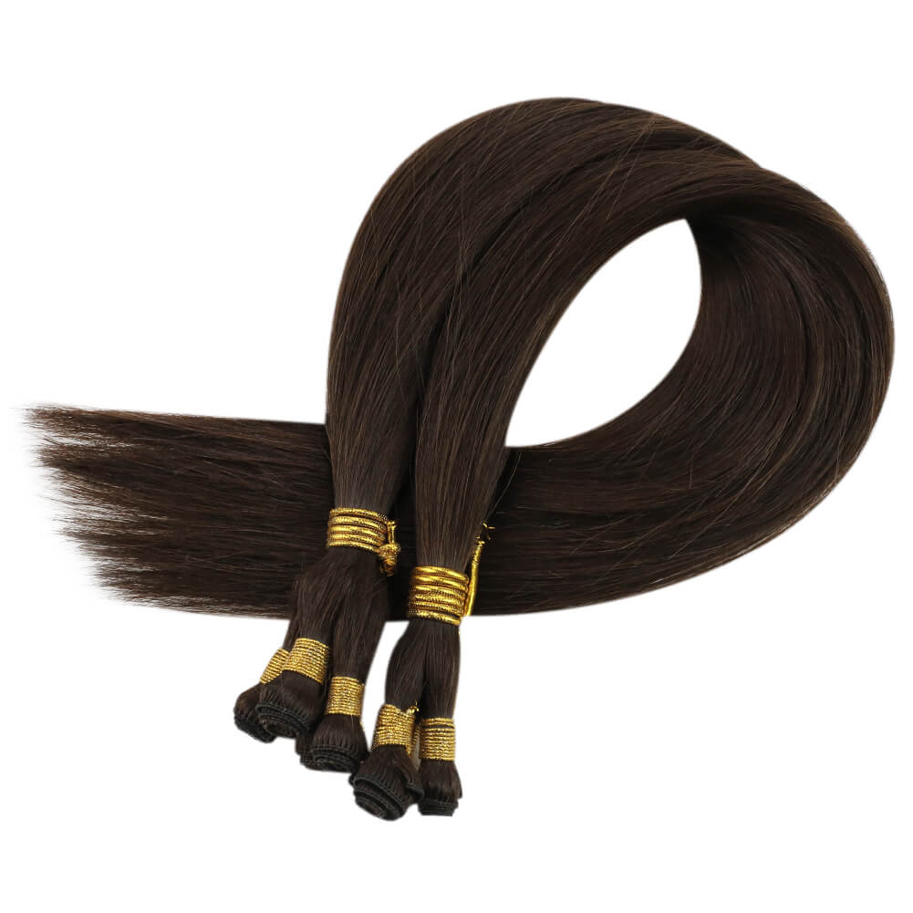 Fshine Virgin Hand Tied Weft Hair Solid Color Medium Brown 100% Human Hair 10 Bundles (#4) - FShine Shop