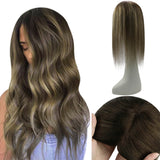 Hair Toppers For Full Head Best Choice For Women Hair Medium Brown Fading to #27 Honey Blonde #4/27/4 (13cm*13cm)