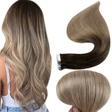 Fshine Tape in Hair Extensions 100% Remy Human Hair Balayage #2/6/18