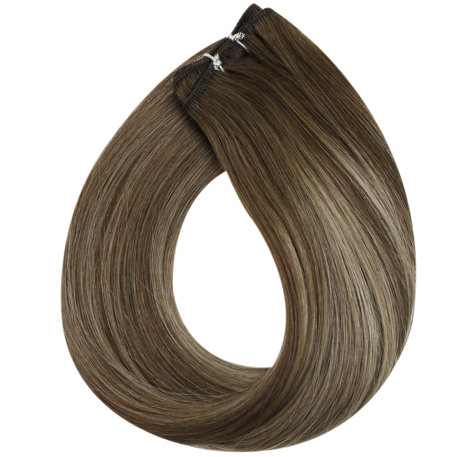 Virgin Sew In Weft Human Hair Extensions Dark Brown Balayage Color #4/27/4 - FShine Shop