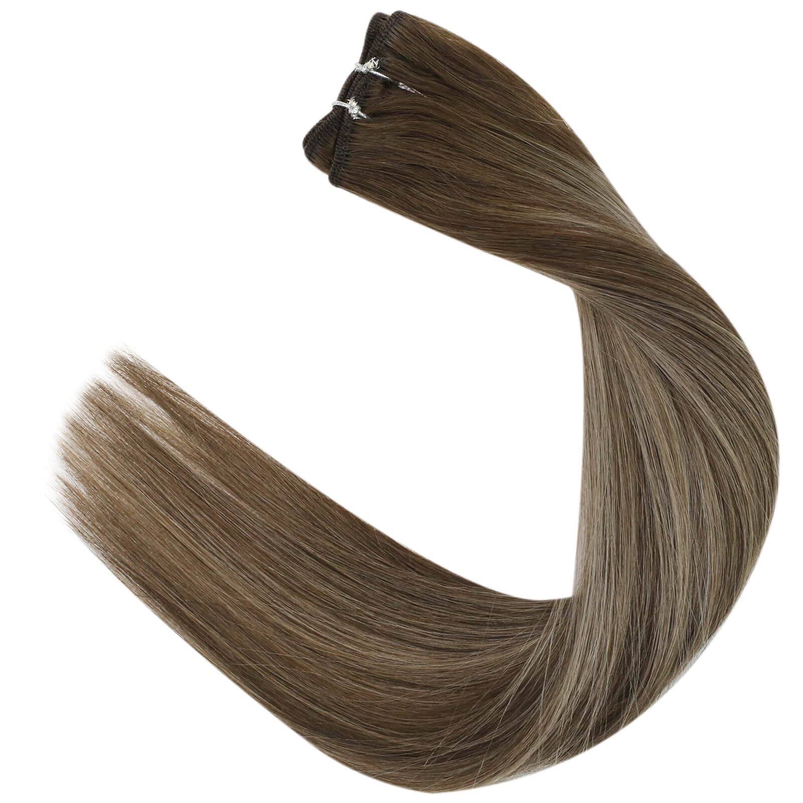 Virgin Sew In Weft Human Hair Extensions Dark Brown Balayage Color #4/27/4 - FShine Shop