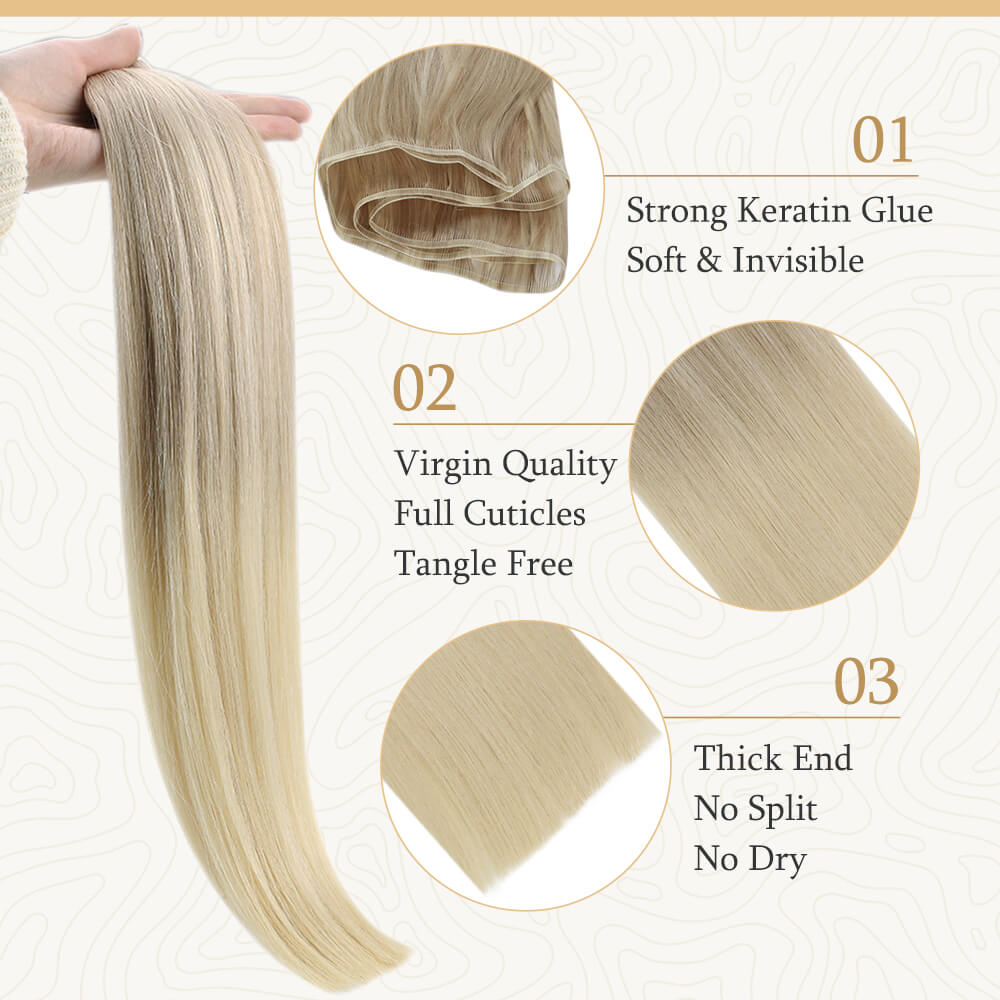 Fshine Virgin Hand Tied Weft Hair Balayage Color 100% Human Hair 10 Bundles(#18/22/60) - FShine Shop