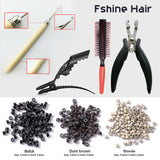 HOT! Bottle/100Pcs Micro Links/Beads+Pulling Needle+Holes Plier Hair Extensions Tool Kit