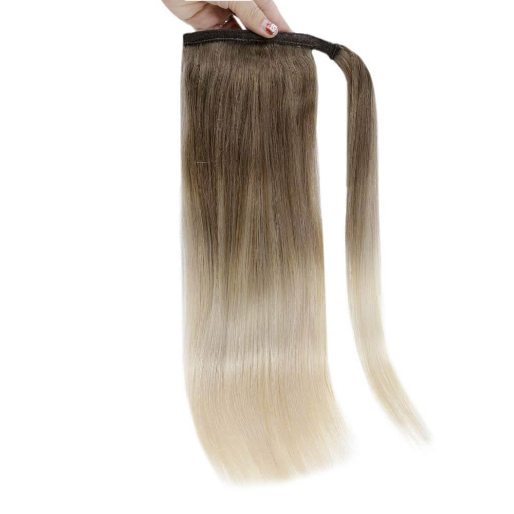 Ponytail 100% Remy Human Hair One Piece Extensions Balayage Ombre (#8/60) - FShine Shop