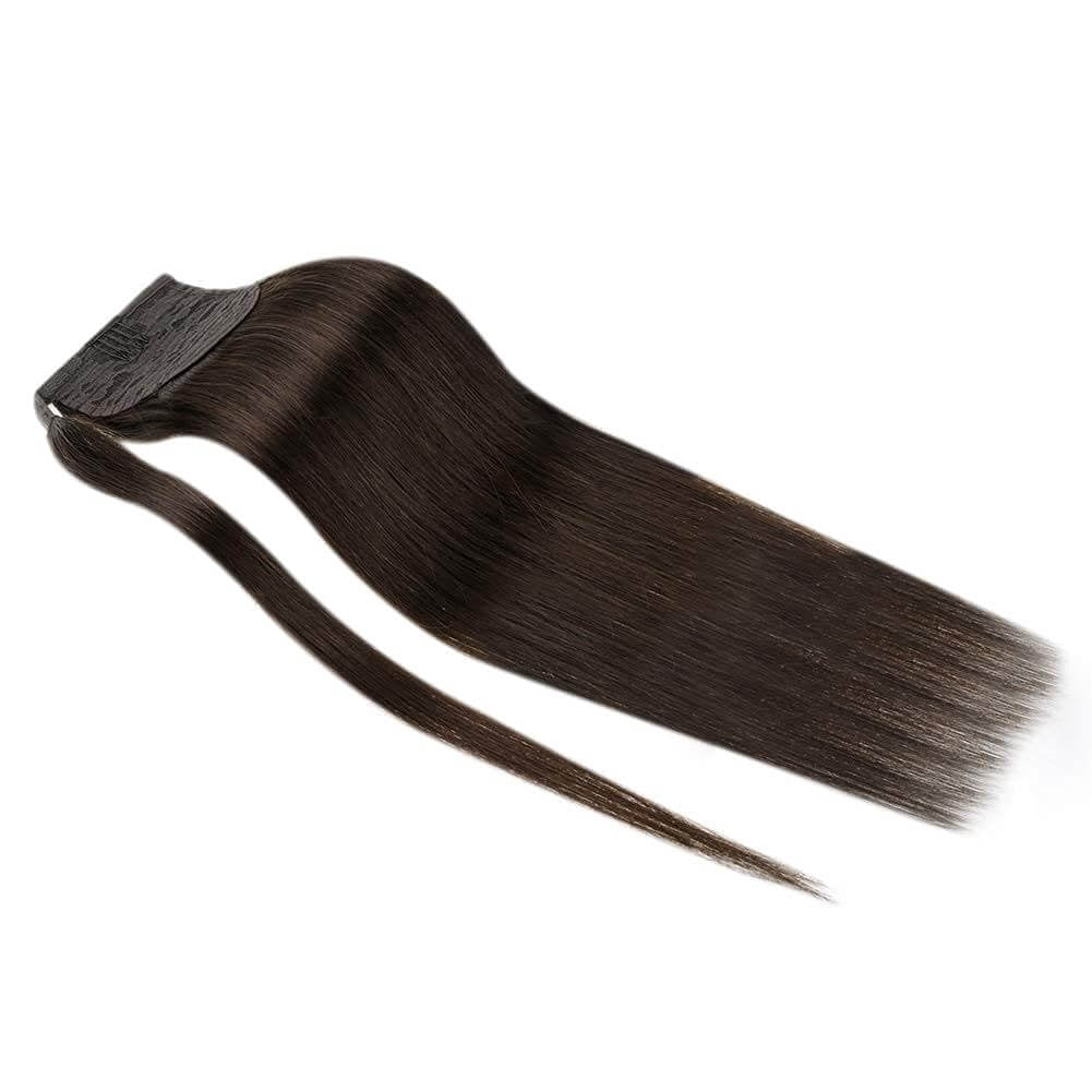 Ponytail 100% Remy Human Hair One Piece Extensions Medium Brown(#2) - FShine Shop
