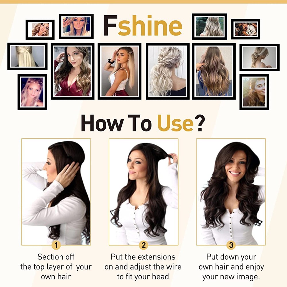 Fshine Halo Hair Extensions 100% Human Hair Invisible Wire Balayage #3/8/22, 18inch 80g / Replacement Fish Wire / #3/8/22