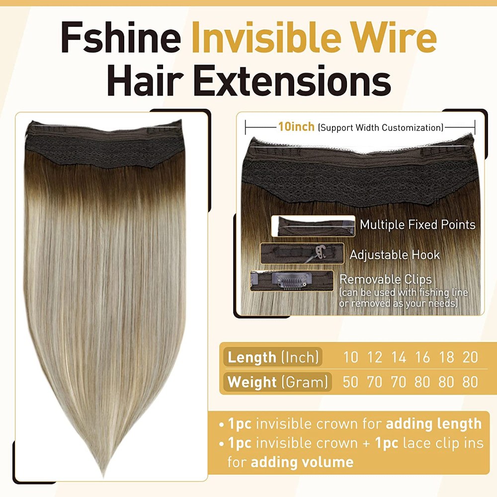 Invisible Wire Hair Extensions with Adjustable Transparent Wire 20 Inch  Synthetic Halos Hair Extension with 5