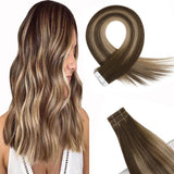 Fshine Seamless Injection Tape in Hair Extensions 100% Brazilian Virgin Hair Blonde Color(#4/27/4)