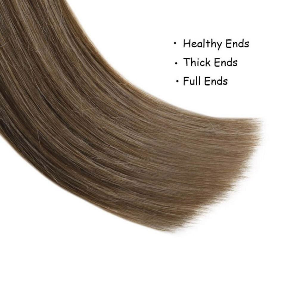 Micro Ring Hair Extensions Balayage Medium Brown and Honey Blonde #4/27/4 - FShine Shop