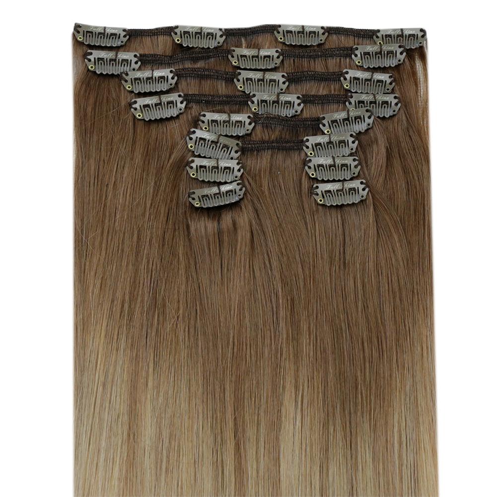Clip in Extensions 100% Remy Human Hair 10 Pieces Balayage (10/14) - FShine Shop
