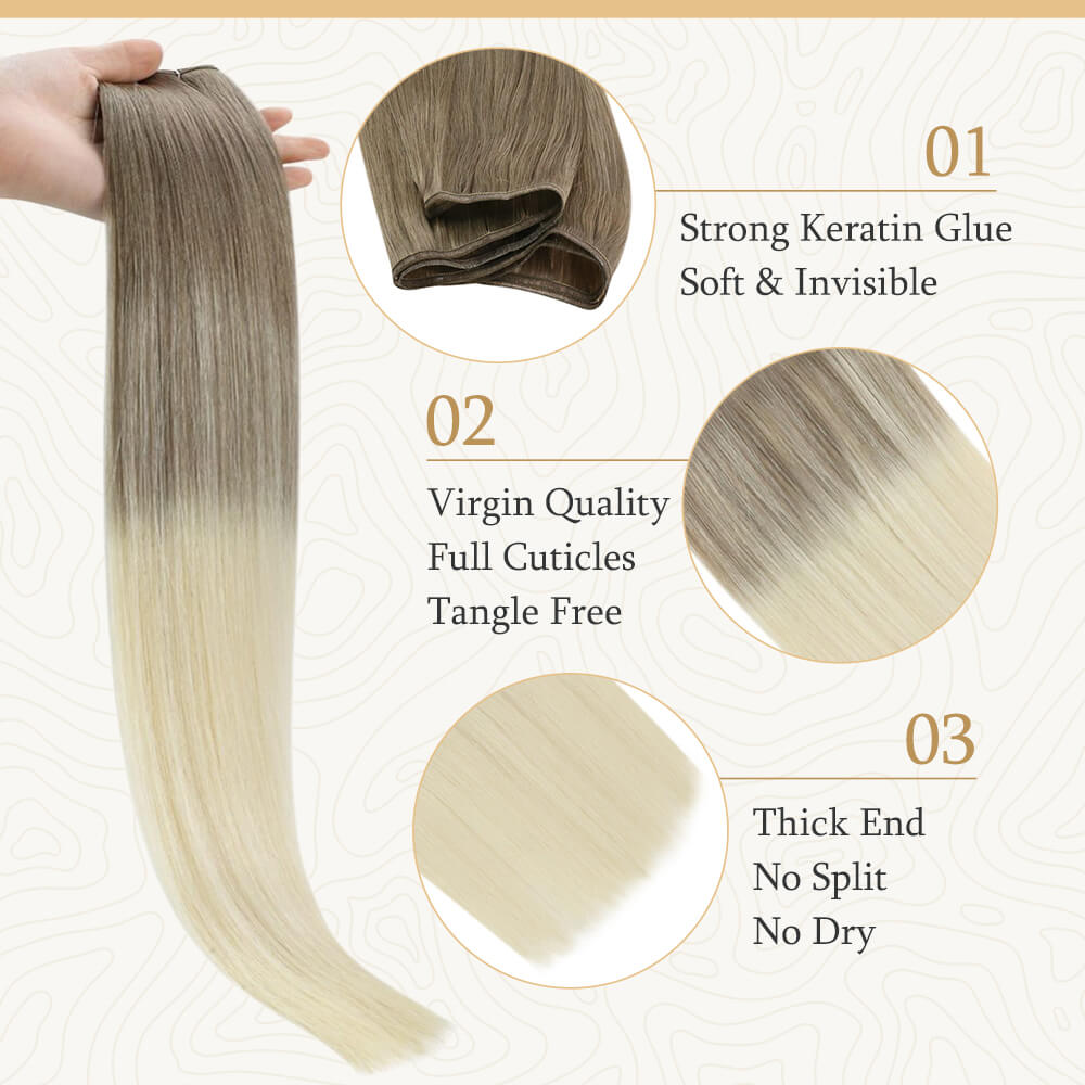 Fshine Virgin Flat Silk Weft Invisible 100% Remy Human Hair Weft Bundles #8/60 - FShine Shop