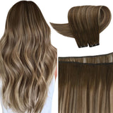Fshine Virgin Flat Silk Weft Invisible 100% Human Hair Weft Bundles #4/27/4