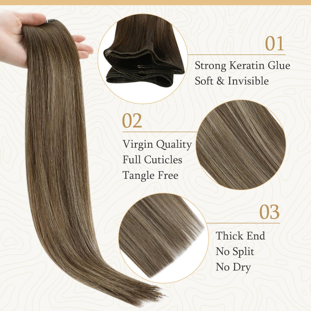 Fshine Virgin Flat Silk Weft Invisible 100% Remy Human Hair Weft Bundles #4/27/4 - FShine Shop